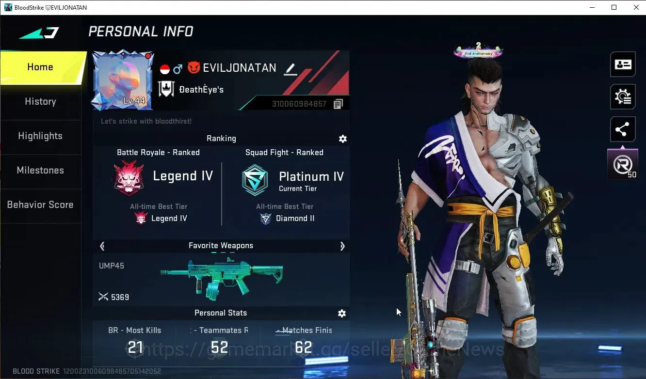 Blood Strike Accounts ASIA|Collab 7DS(AK47,M700,Kar98,QBZ95)+7 ULTRA(VAL image 2