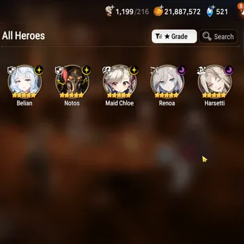 Epic Seven Accounts High-End Europe Unverif|Rank 34|5 ML[Harsetti,Renoa,Belian,Notos,MaidChloe|POH ON-Bless ON|521 SS|Log