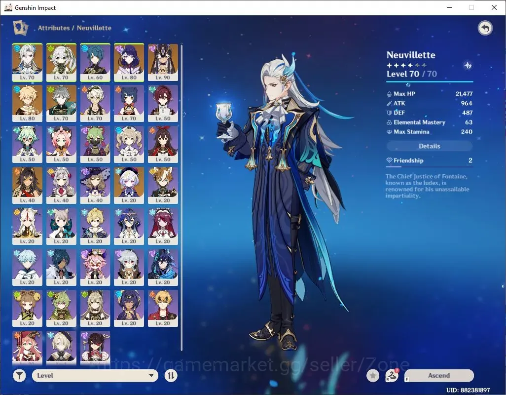 Genshin Impact Accounts Mid Game ASIA|AR54|5 limit(Neuvillette,Nahida,RShogun,Nouvillete, Etc)+chrSTD Bennet,Diona,Sucrose 1