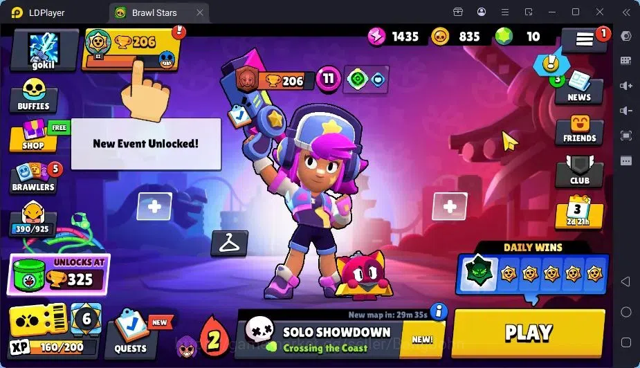 Brawl Stars Accounts Trophy 206|6 Brawler,1 Lv.11 (Shelly)|1 Mythic(otis),1 Epic(Shelly),1S Rare Skin|436 Bling|Proteck Off 1