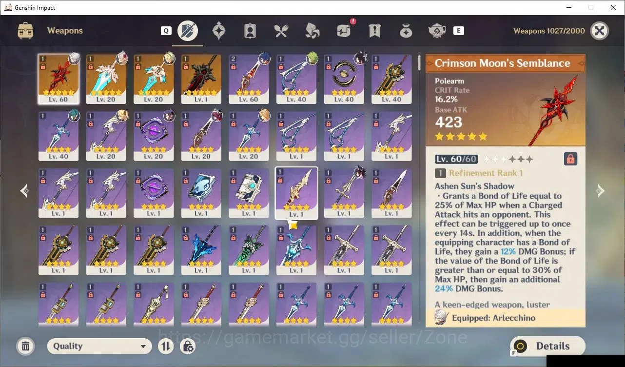 Genshin Impact Accounts Others ASIA|AR 50|3 LIMITED CHAR +4 5*Wpn|Arlecchino+Sign,Columbina,Lohen|Low Explore|Check 4