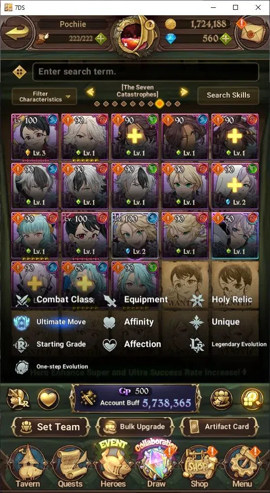 The Seven Deadly Sins: Grand Cross Accounts Others Global|5,7M CC | 560 Diamonds | LR: | UR: Mael, Elizabeth, Roxy | Collab 12