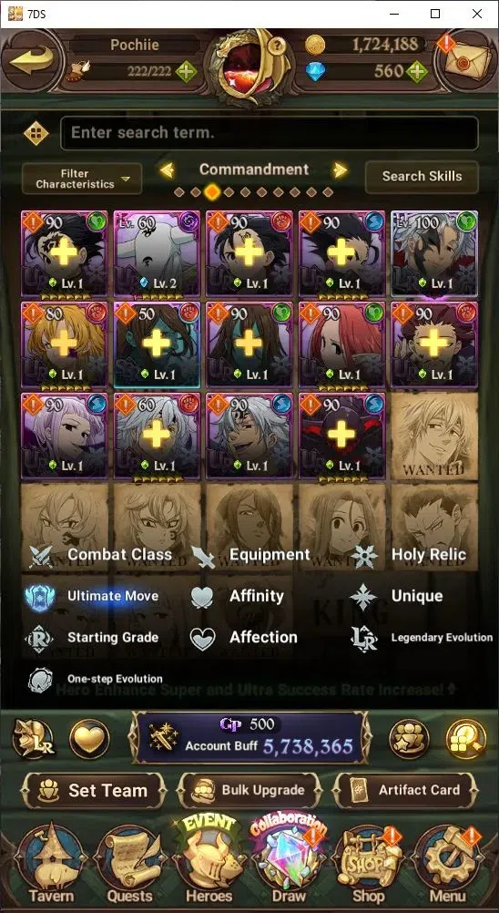 The Seven Deadly Sins: Grand Cross Accounts Others Global|5,7M CC | 560 Diamonds | LR: | UR: Mael, Elizabeth, Roxy | Collab 17