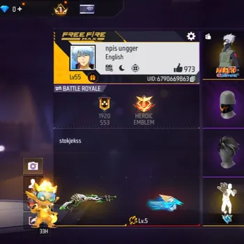 Free Fire Accounts M1887 LUMUT - EVO GUN MAX 1 EMOT GELAP - BUNDLE GINTAMA - CELANA GENJI - MASK RUOK