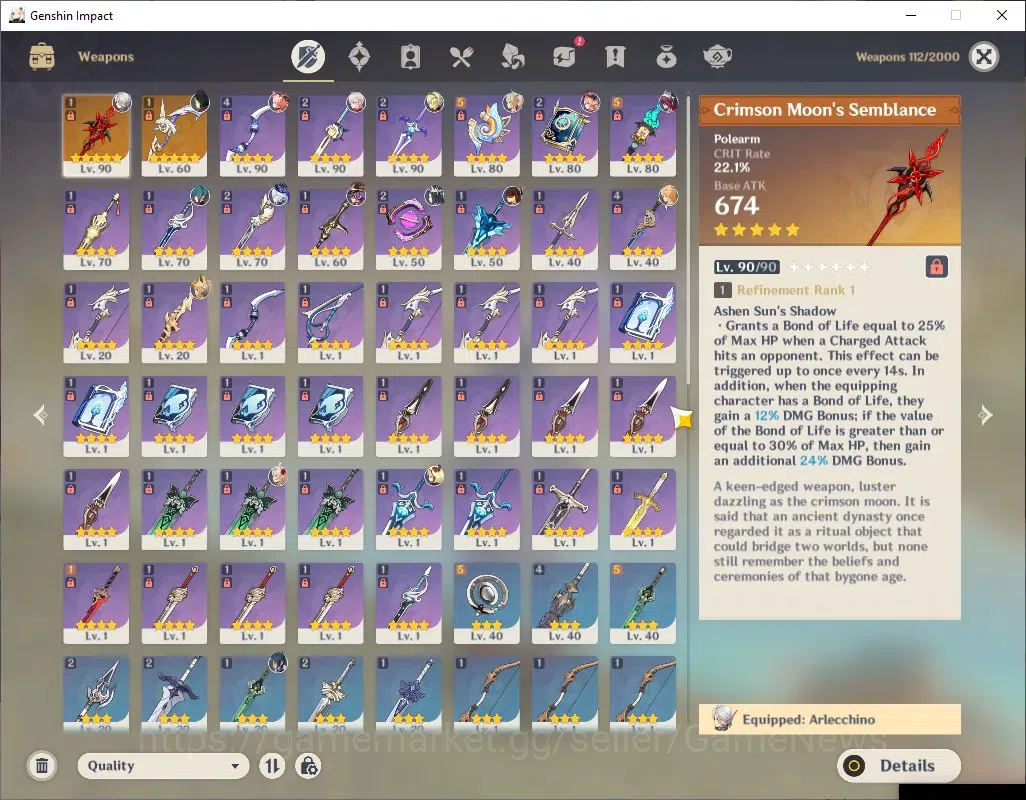 Genshin Impact Accounts ASIA|AR 55|3 Limited + 2 (*5 Weapon)|ArlecchinoC1+ image 5