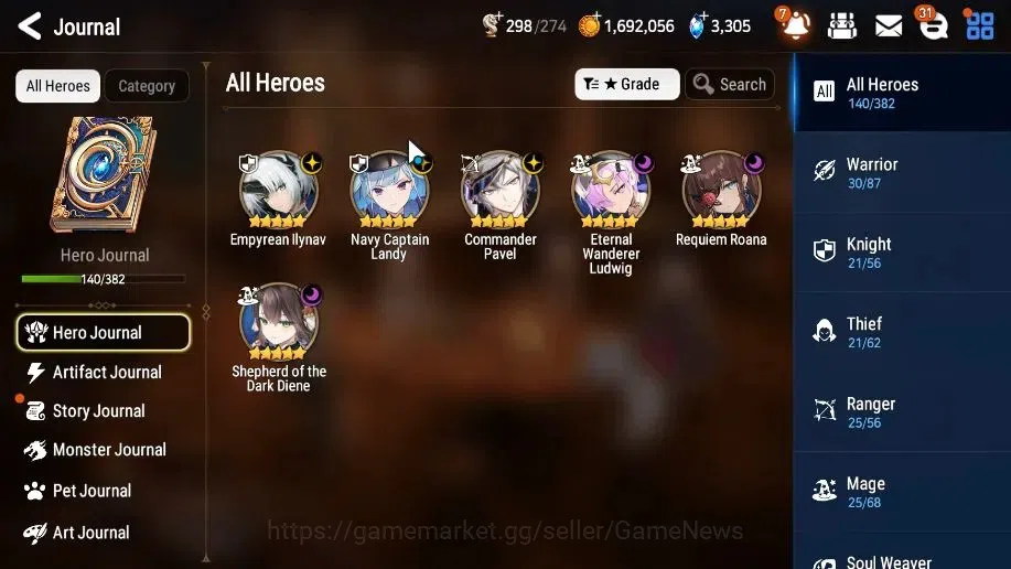 Epic Seven Accounts High-End GLOBAL UnVerif|6 ML(Shepred DarkDiane,EIlynav,etc)+Estele,Setsuka,AB Fumyr,Etc|AUTO WB 6