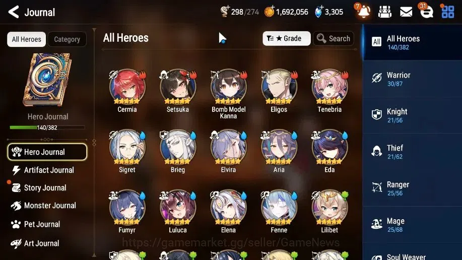 Epic Seven Accounts High-End GLOBAL UnVerif|6 ML(Shepred DarkDiane,EIlynav,etc)+Estele,Setsuka,AB Fumyr,Etc|AUTO WB 7