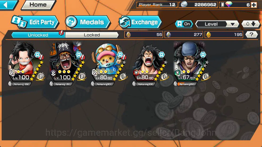 One Piece Bounty Rush Accounts Others GLOBAL|EX 2| four emperor D teach, BP kuzan, ASL, egghead chopper, Wano Kozuki 2