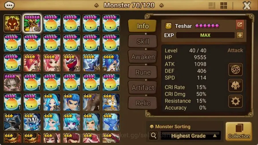Summoners War: Sky Arena Accounts Starter GLOBAL | NB 5 TESHAR,Starter Gacha 115 12Y+160 11Y Scrool, 3 Legendary All 2