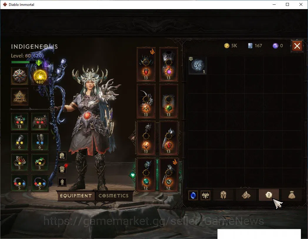 Diablo Immortal Accounts Starter SEA - Verathiel|Lv60 (620)|Druid|35K CR|Reso 480| Paragon Maledictor| Inferno II|Hell Lv 8