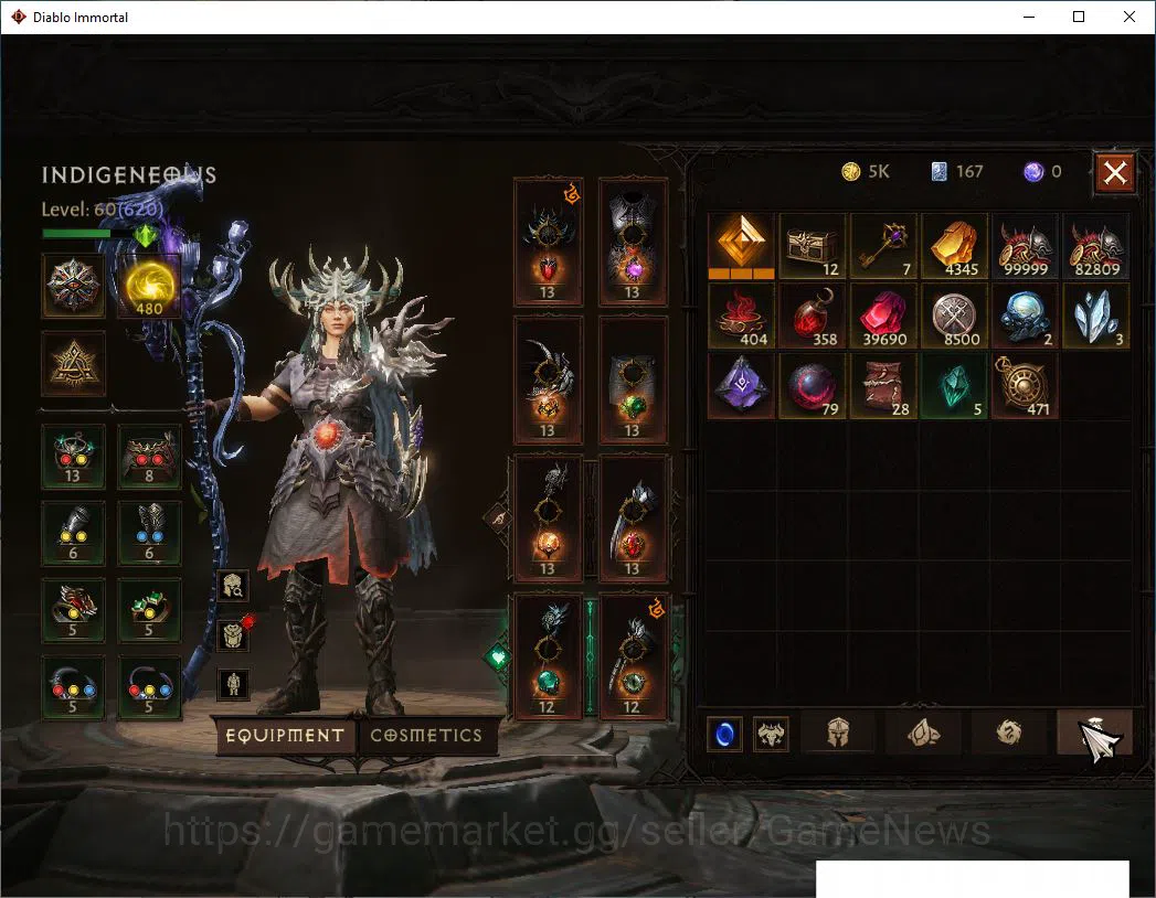 Diablo Immortal Accounts Starter SEA - Verathiel|Lv60 (620)|Druid|35K CR|Reso 480| Paragon Maledictor| Inferno II|Hell Lv 9