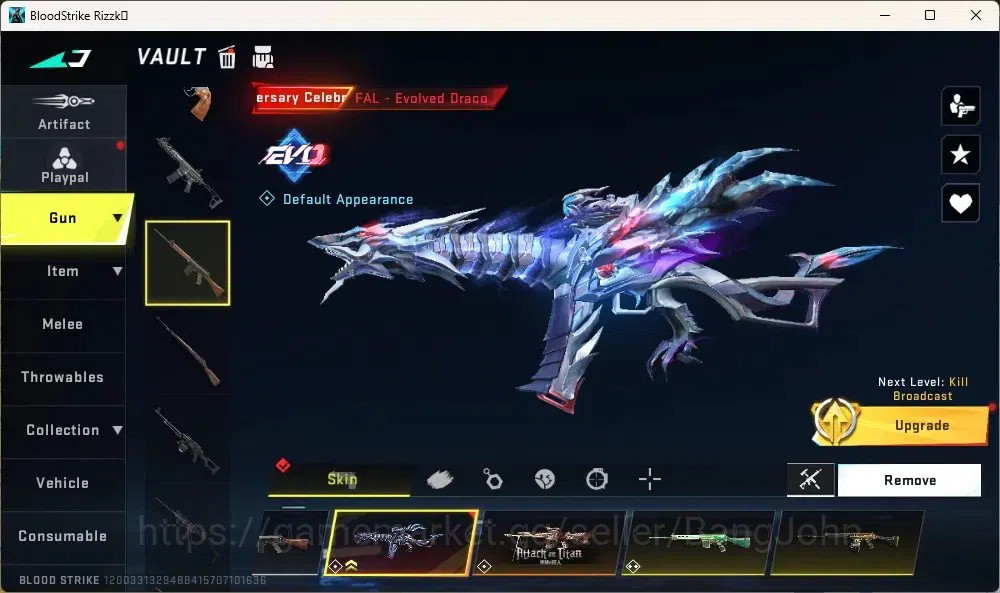 Blood Strike Accounts Collab Skin ASIA |1 Evo Fal|1 Eternal Zero Odashadow|Eternal Uzi|1 AOT,1 7DS,1 EVA|8 Ultra Guns|10 12