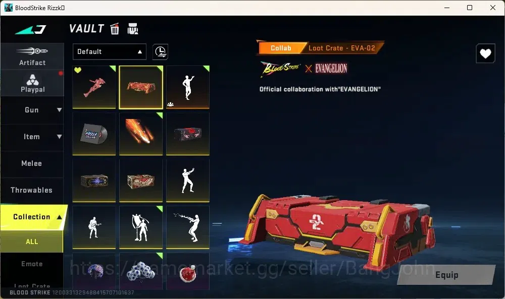 Blood Strike Accounts Collab Skin ASIA |1 Evo Fal|1 Eternal Zero Odashadow|Eternal Uzi|1 AOT,1 7DS,1 EVA|8 Ultra Guns|10 16