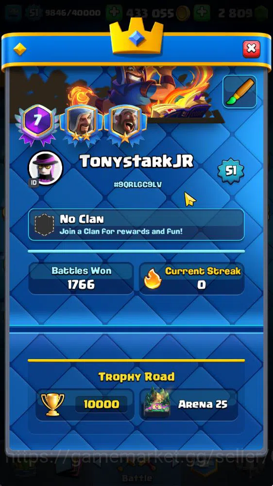 Clash Royale Accounts Lvl 51|Trophy 10000|KTL 14|Limited Skin|Card 119|1 image 2