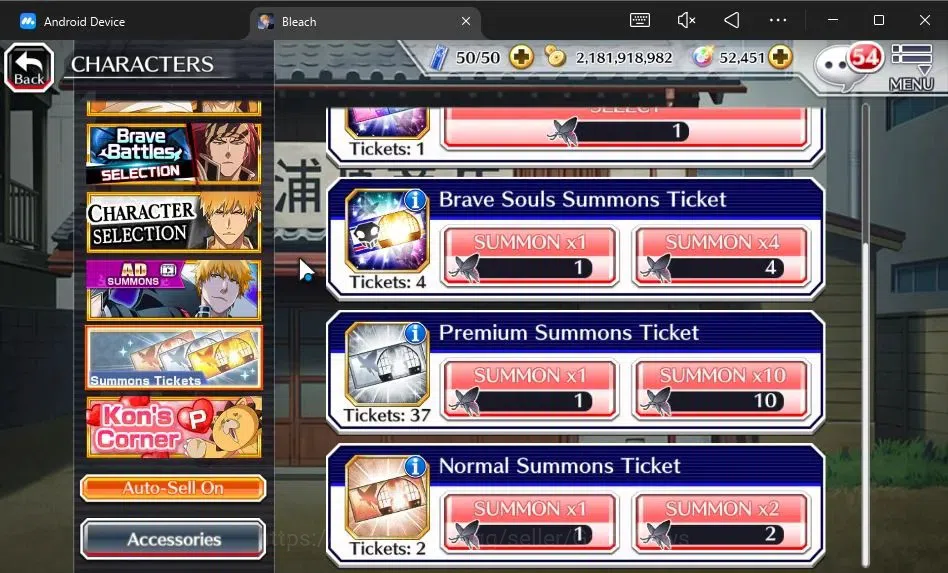 Bleach: Brave Souls Accounts [GLOBAL]52K Orb|2 New Ichigo Renewed,10th Anniv[Ru image 15