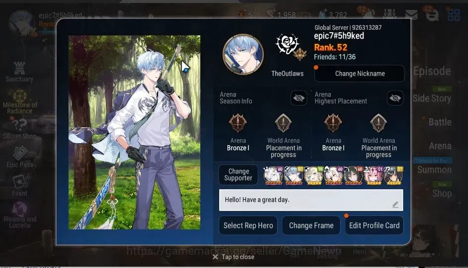 Epic Seven Accounts GLOBAL Unverif|NewEra|9 ML(Salome,BArunka,RoLight, image 2