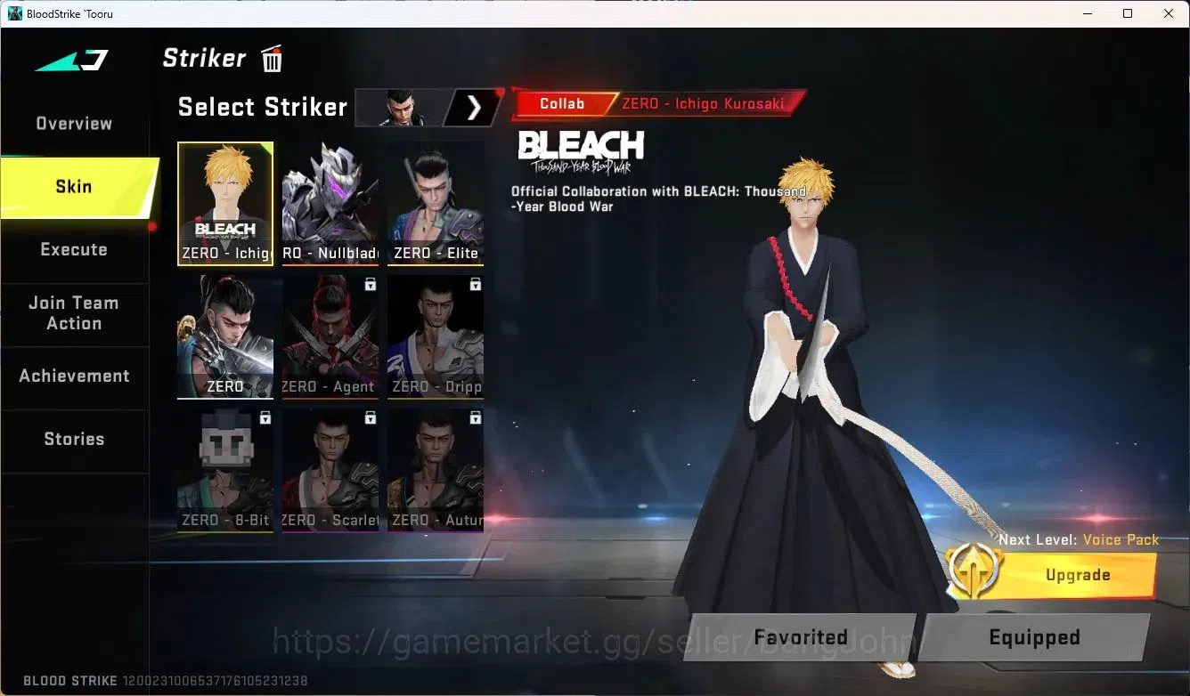 Blood Strike Accounts Collab Skin ASIA | Eternal Desert Eagle - Scorpius | 4 Collab Gun | BLEACH ZERO Striker | 4 Ultra Guns 20