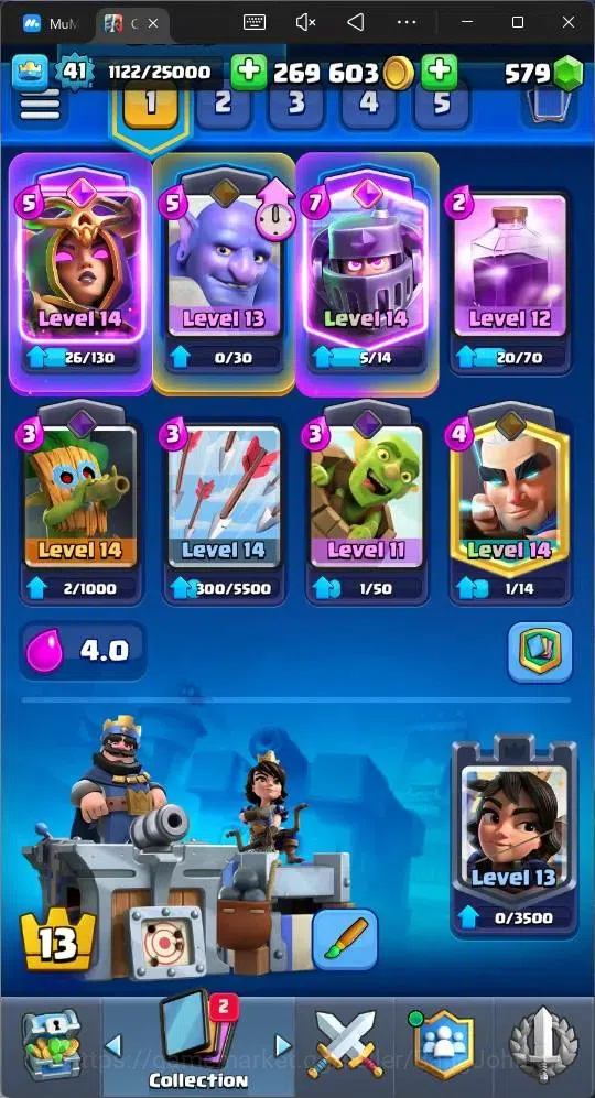Clash Royale Accounts High-End Lv 41|Trophy 10124|KTL 13|Card 121|2 Hero|5 EVO|8 Champ|21Legend,33Epic,30Rare,29Commons|579 13