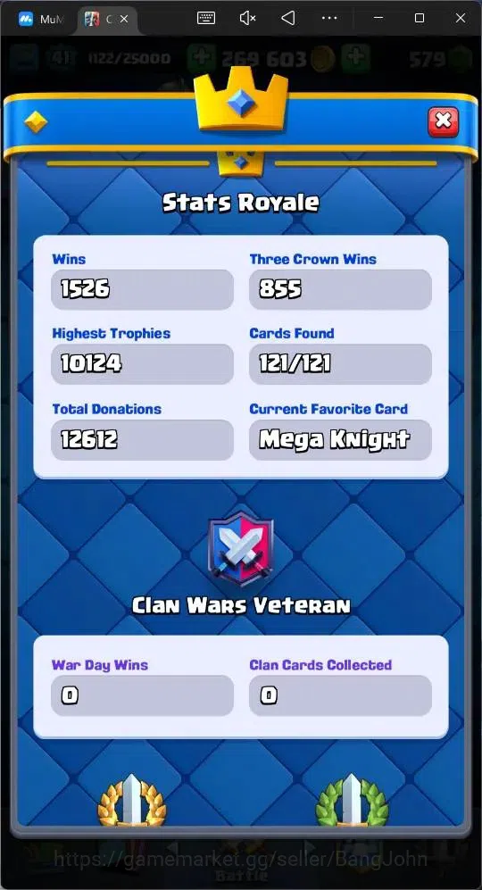 Clash Royale Accounts High-End Lv 41|Trophy 10124|KTL 13|Card 121|2 Hero|5 EVO|8 Champ|21Legend,33Epic,30Rare,29Commons|579 14