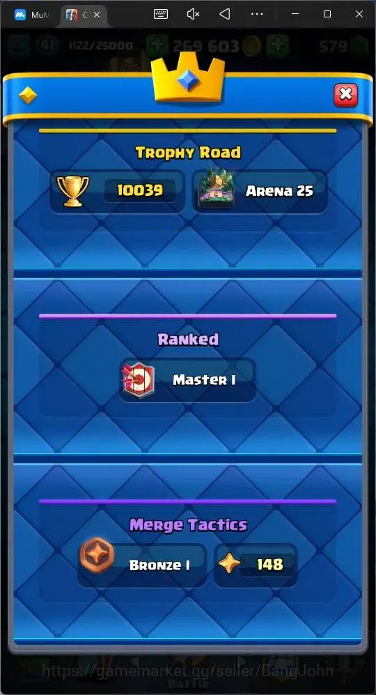 Clash Royale Accounts High-End Lv 41|Trophy 10124|KTL 13|Card 121|2 Hero|5 EVO|8 Champ|21Legend,33Epic,30Rare,29Commons|579 15