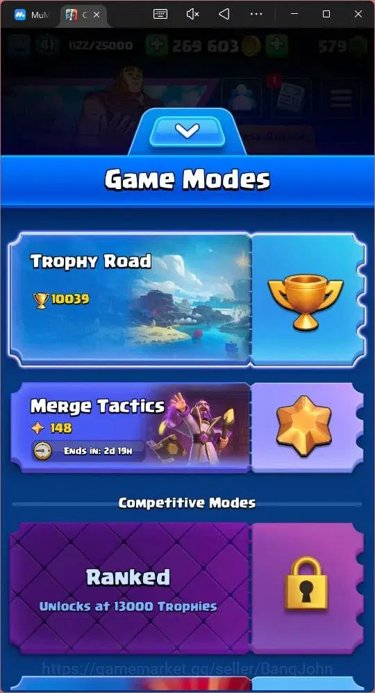 Clash Royale Accounts High-End Lv 41|Trophy 10124|KTL 13|Card 121|2 Hero|5 EVO|8 Champ|21Legend,33Epic,30Rare,29Commons|579 17