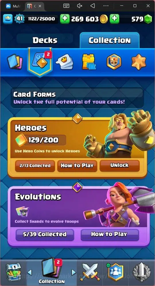 Clash Royale Accounts High-End Lv 41|Trophy 10124|KTL 13|Card 121|2 Hero|5 EVO|8 Champ|21Legend,33Epic,30Rare,29Commons|579 7
