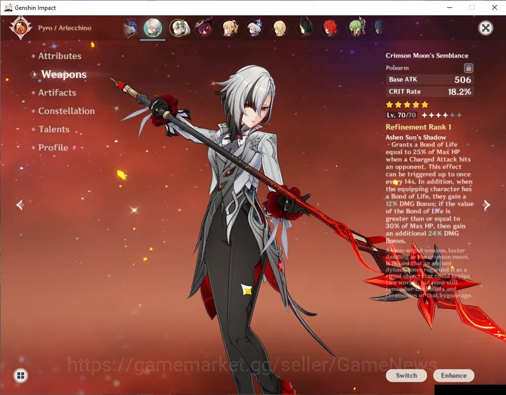 Genshin Impact Accounts ASIA|AR 56|5 Limited + 4 (*5Weapon)|Arlecchino+Sig image 4