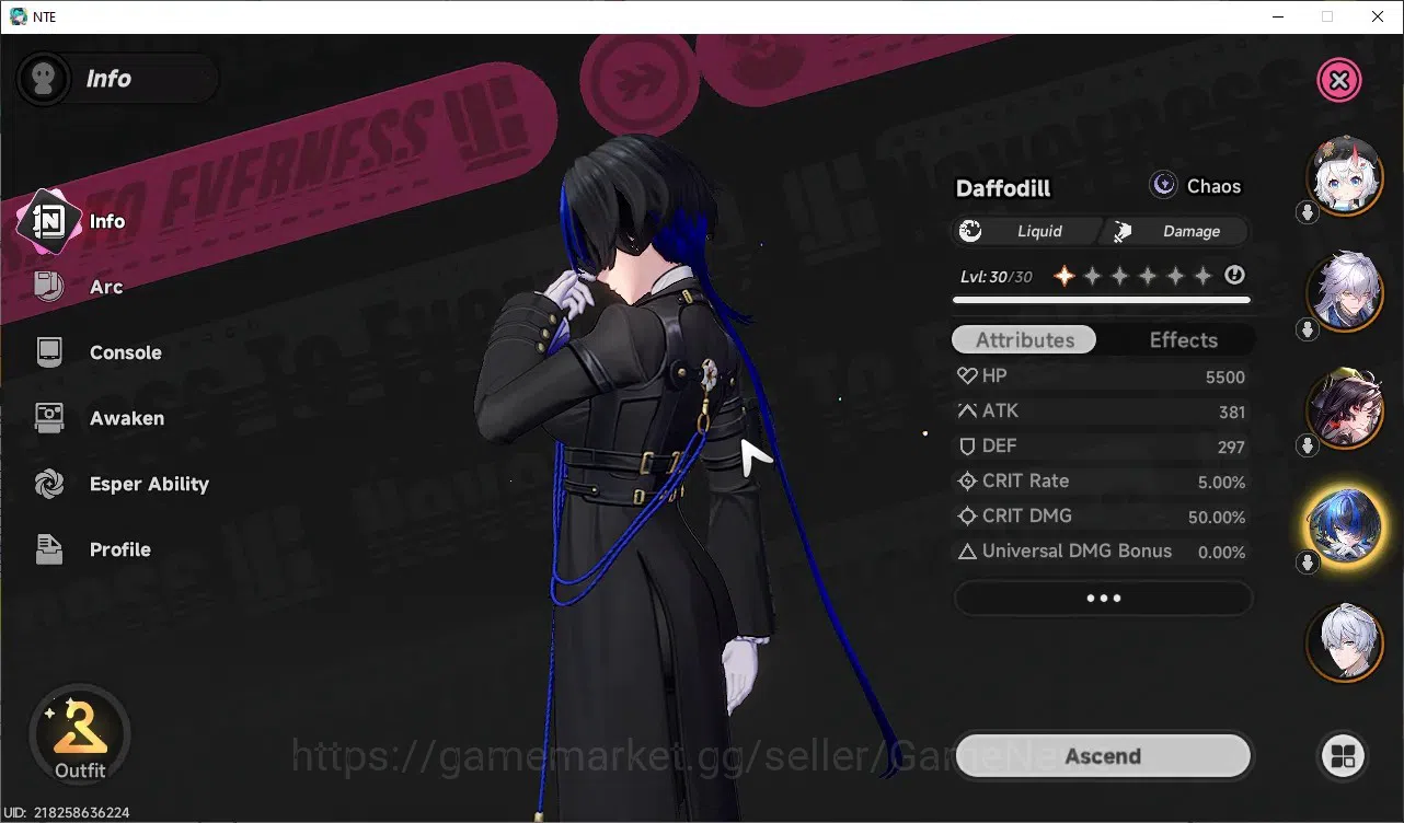 Neverness to Everness Accounts GLOBAL NA|HL17|TL1|5 SSR 1 Limited [Hotori],Daffod image 4