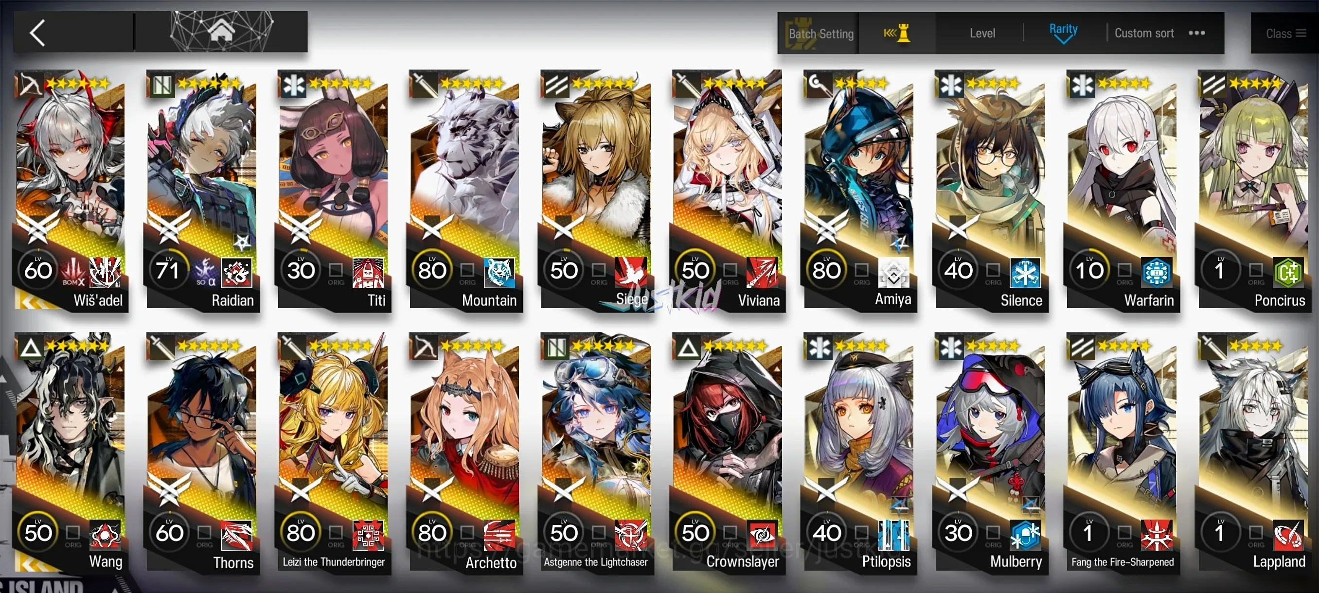 Arknights Accounts Mid-Tier ARKNIGHTS GLOBAL EARLYMID 12*6 , 2 LIMITED WISADEL,WANG , LEIZI 1