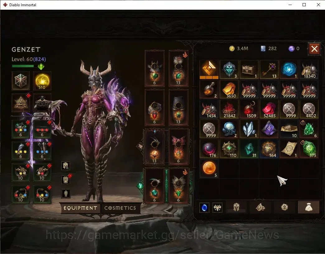 Diablo Immortal Accounts SEA - Izual|CS ON|Lv60(824)|Necromancer|CR 43K|Res image 8