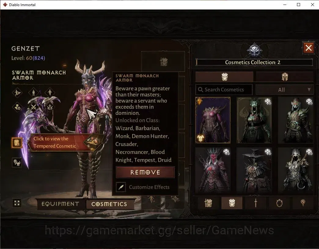 Diablo Immortal Accounts SEA - Izual|CS ON|Lv60(824)|Necromancer|CR 43K|Res image 9