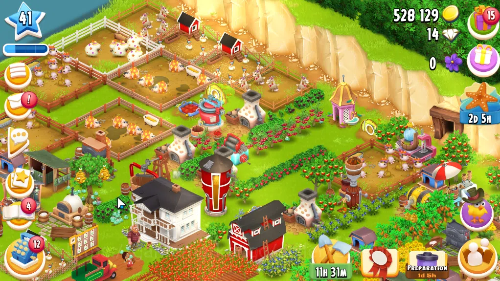 Hay Day Accounts Level 41| Barn Storage 1100 + Silo Storage 650 | 525k Coins,14 Dm |CN ON|Log Supercell ID|Take Email|Check 2