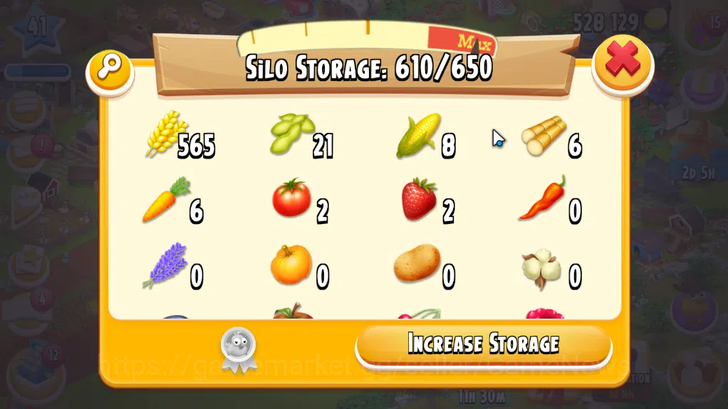 Hay Day Accounts Level 41| Barn Storage 1100 + Silo Storage 650 | 525k Coins,14 Dm |CN ON|Log Supercell ID|Take Email|Check 6