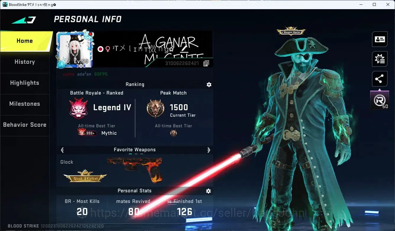 Blood Strike Accounts ASIA | Eternal Desert Eagle(Lv5)|Limited Butterfly image 1