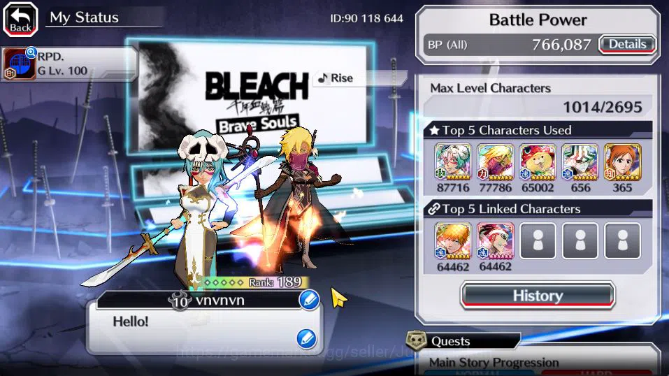 Bleach: Brave Souls Accounts [GBL]52k Orb|10th[Rukia,Ichigo],9th[Kenpachi,Ichig image 3