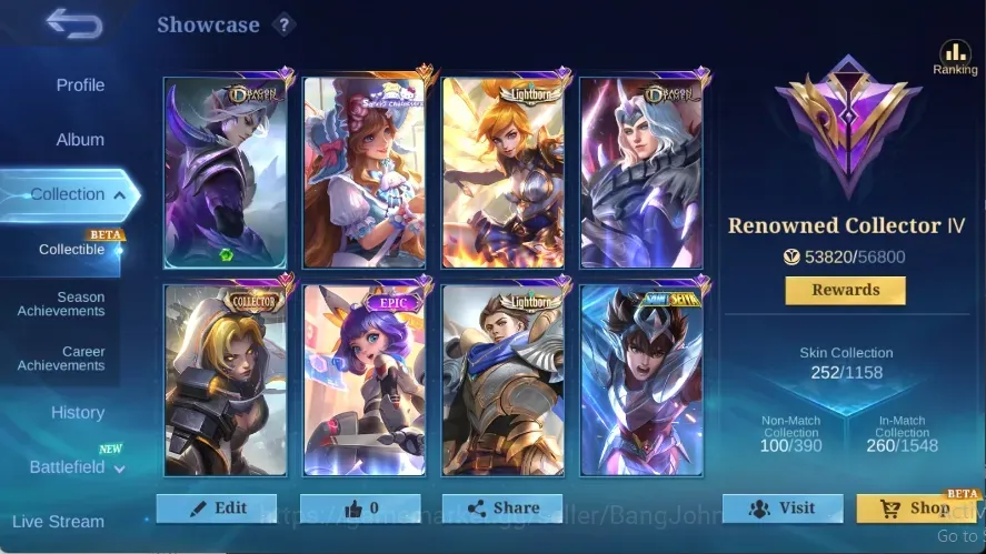 Mobile Legends: Bang Bang Accounts Others Global|138 Hero|Skin 252|Renowned|Lightborn Alucatd Fanny Granger|Epic Nana2Skin 1