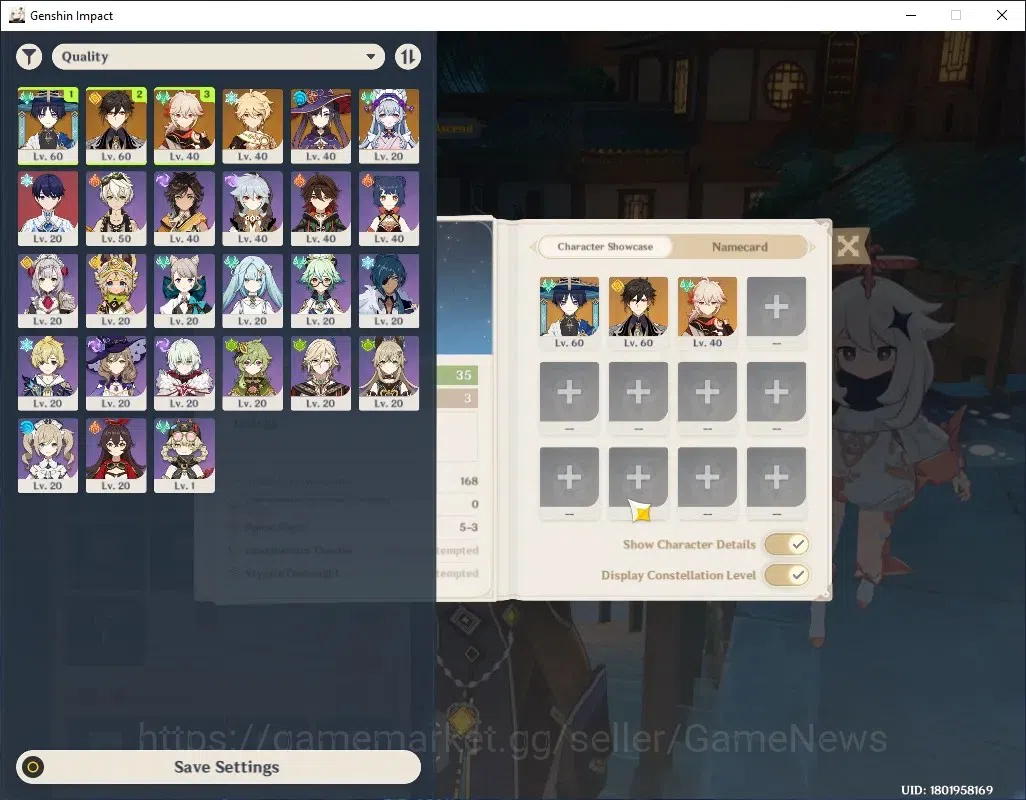Genshin Impact Accounts Others Asia|AR 35|3 Limited + 2 Standard + 2(*5 Weapon)|Wanderer,Zhongli,Kazuha|Mizuki,Mona|Male 1