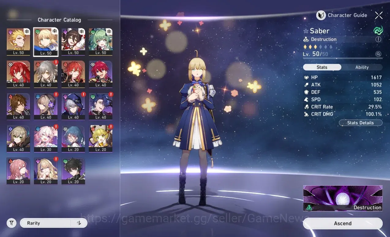 Honkai Star Rail Accounts Others ASIA |TL 31|4 Limited| Saber, Gilgamesh, Huohuo, Argenti +1 Std Char Himeko |Xianzhou 1