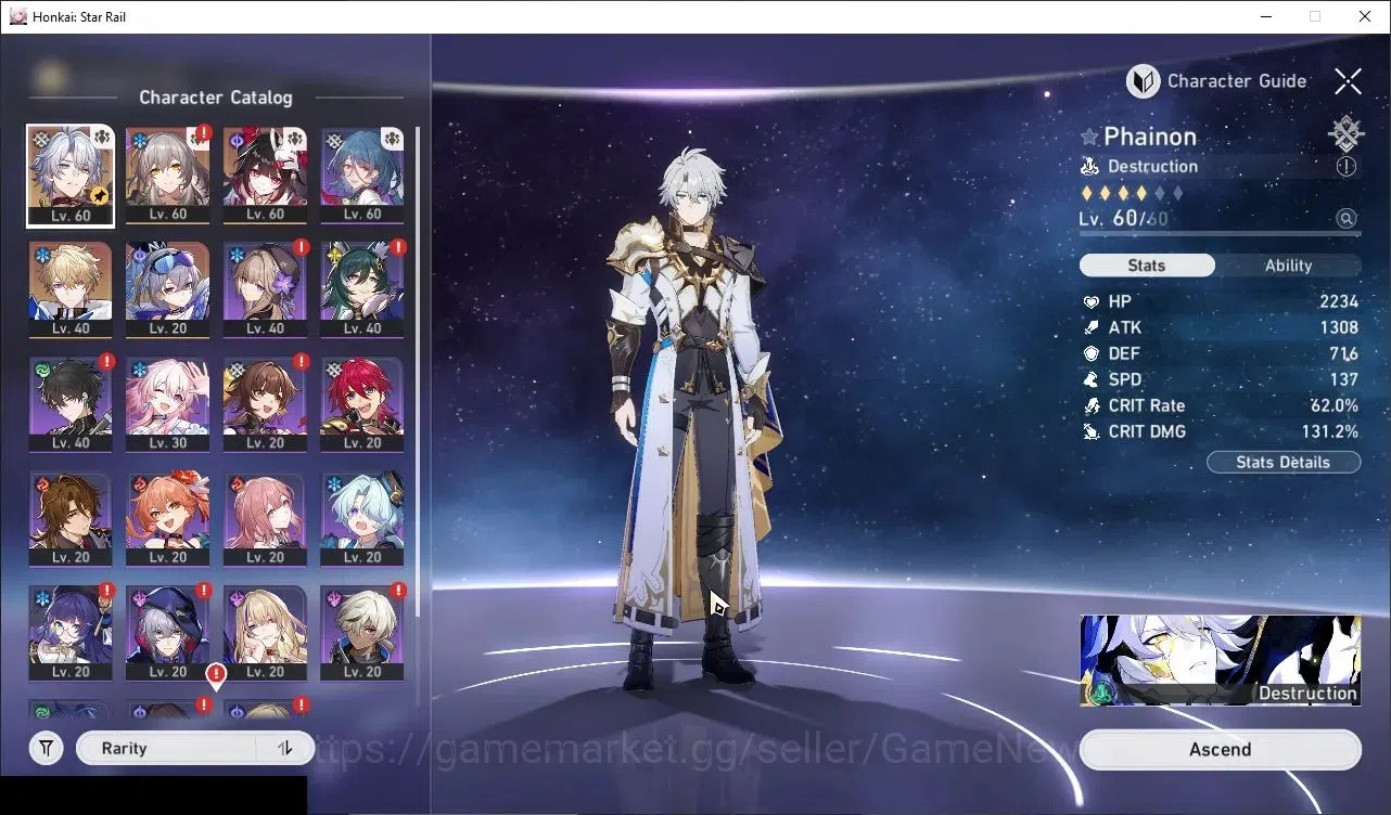 Honkai Star Rail Accounts Others Asia|TL 47|1 Golden Companion|2 Limited|(Phainon)+Sign Sparkle +1 Standard Character|Female 4