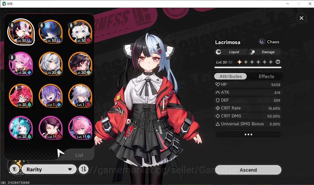 Neverness to Everness Accounts GLOBAL SEA|HL 11|TL 7|7 SSR 3 Limit[Lacrimosa+Sign image 2
