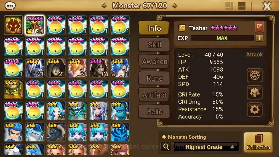 Summoners War: Sky Arena Accounts Starter GLOBAL | NB 5 TESHAR,Starter Gacha 115 12Y+160 11Y Scrool, 3 Legendary All 2