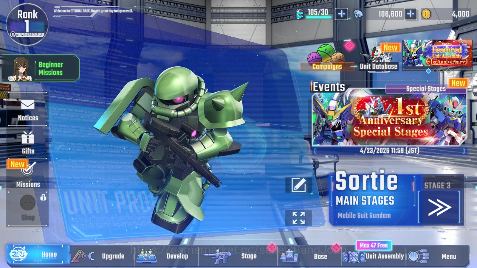 SD Gundam G Generation ETERNAL Accounts Global Rank 1 | FreshStory | 100+K Diamond, Select image 1