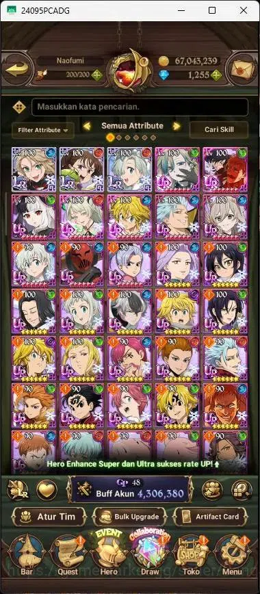 The Seven Deadly Sins: Grand Cross Accounts Endgame Global |4,3M CC|1,2k DM|3 LR|8 UR|LR Mesis 2/6,Queen Diane 6/6|UR Menor 4