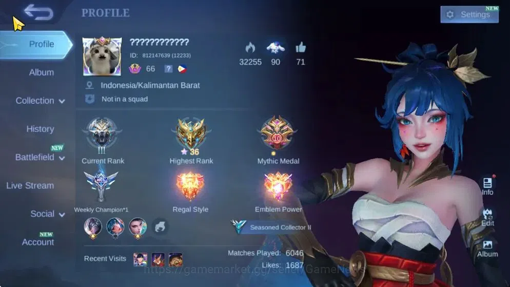 Mobile Legends: Bang Bang Accounts Hero 97|Skin 110|Saber Johnson,Epic Gusion,Mythic2 image 1