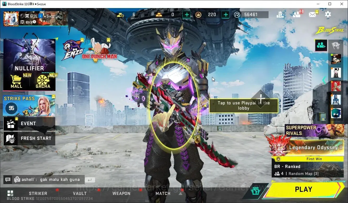 Blood Strike Accounts Collab Skin ASIA|ETERNAL DeAgle+COLLAB OPM-Mumen Rider,EnZo-Kraken,TR FN2K,Jack,7DS 1