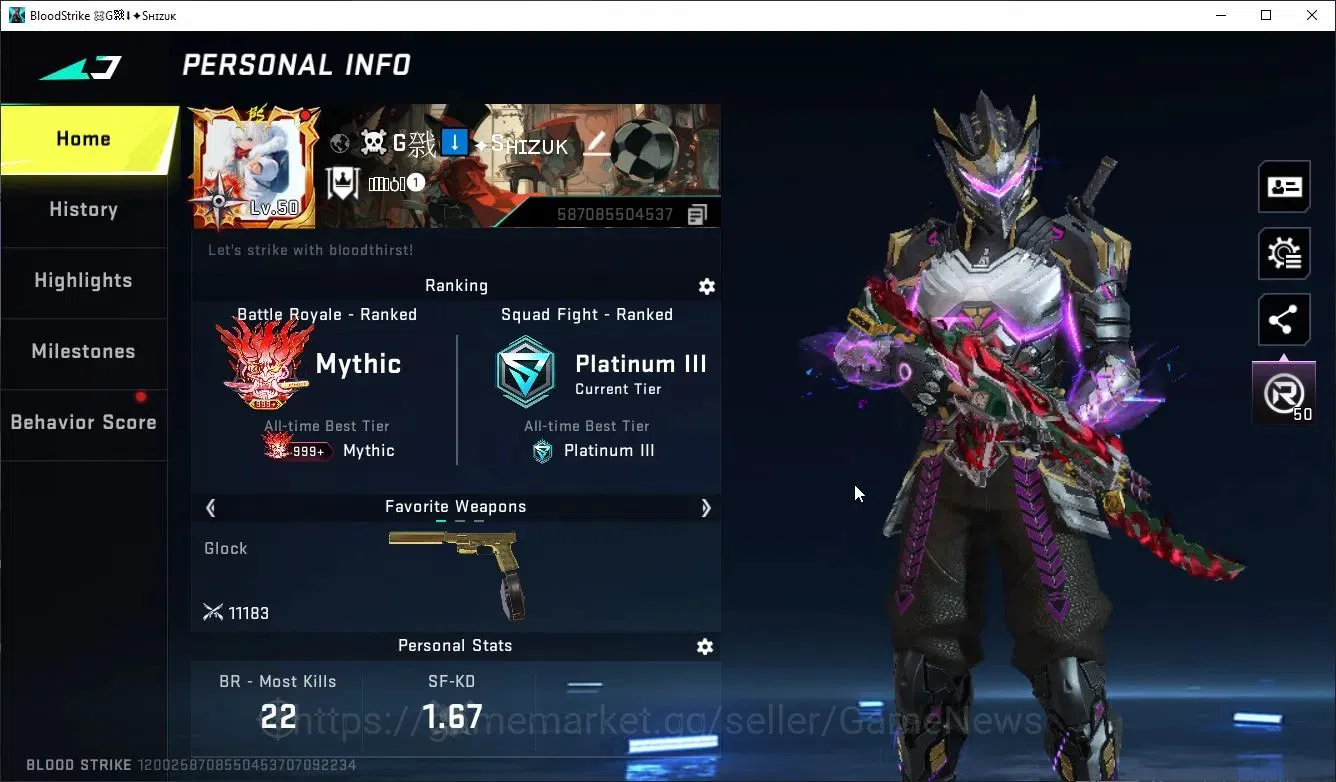 Blood Strike Accounts Collab Skin ASIA|ETERNAL DeAgle+COLLAB OPM-Mumen Rider,EnZo-Kraken,TR FN2K,Jack,7DS 2