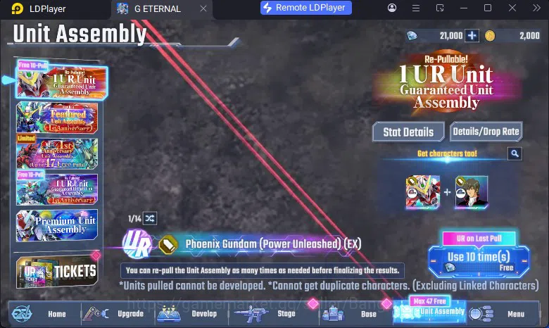 SD Gundam G Generation ETERNAL Accounts Global Rank 1 | FreshStory | 21+K Diamond, Selector Banner On, 4Gundam SSR+ 1Supp 7