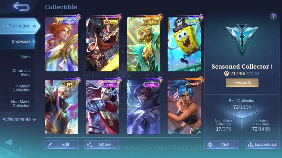 Mobile Legends: Bang Bang Accounts Global|Skin 72|Seasoned|KOF Karina|Prime Granger|C image 11
