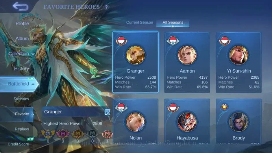 Mobile Legends: Bang Bang Accounts Global|Skin 72|Seasoned|KOF Karina|Prime Granger|C image 12