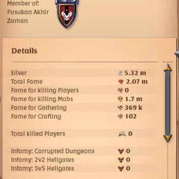 Albion Online Accounts Starter Asia |2,07M Total Fame - 5,32M Silver| T8 Fiber Harvester Gather Equipment With T7 BattleAxe